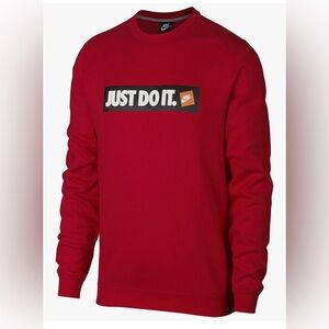 Nike varsity red Crewneck with Slogan new w o tags size men's small just do it